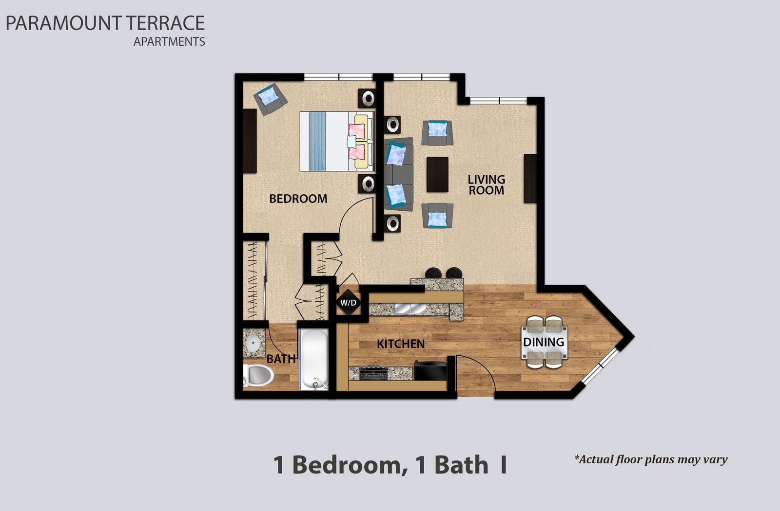 1 Bedroom 1 Bath Floorplan I