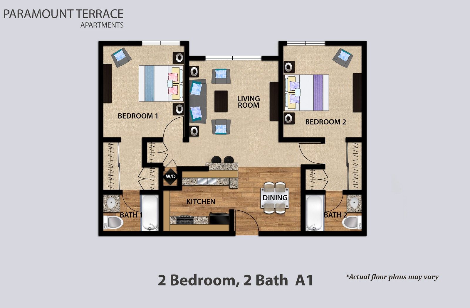 2 Bedroom 2 Bath Floorplan A1