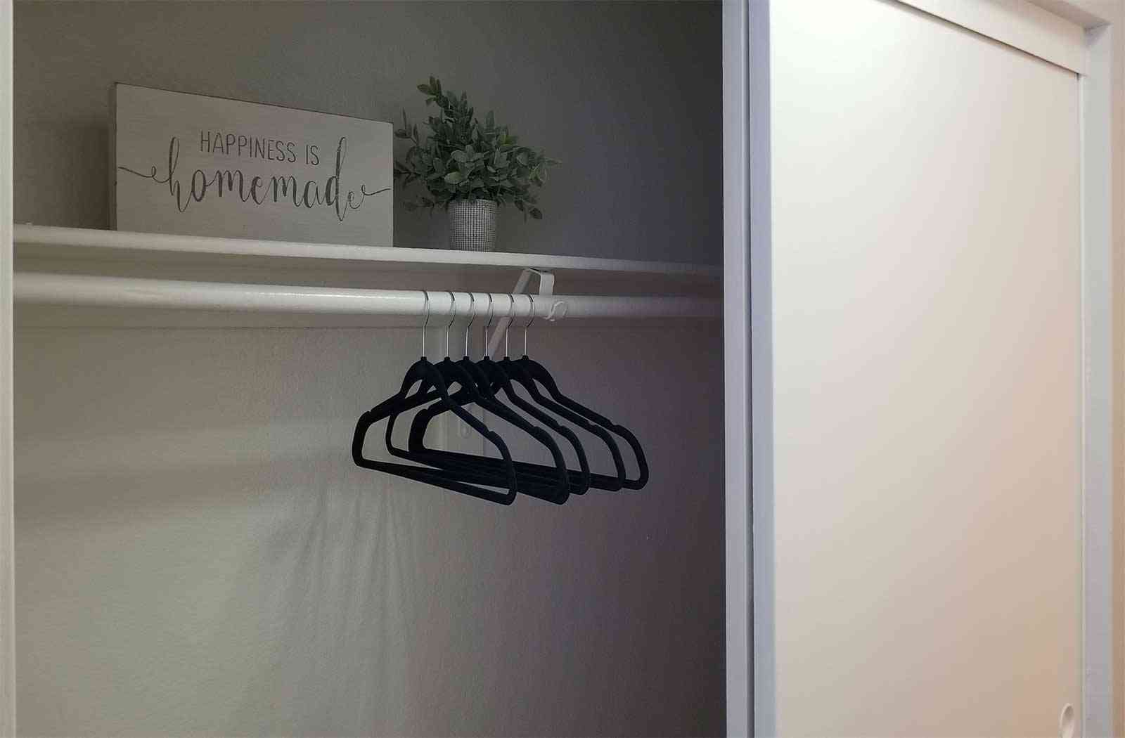bedroom closet with built in shelving