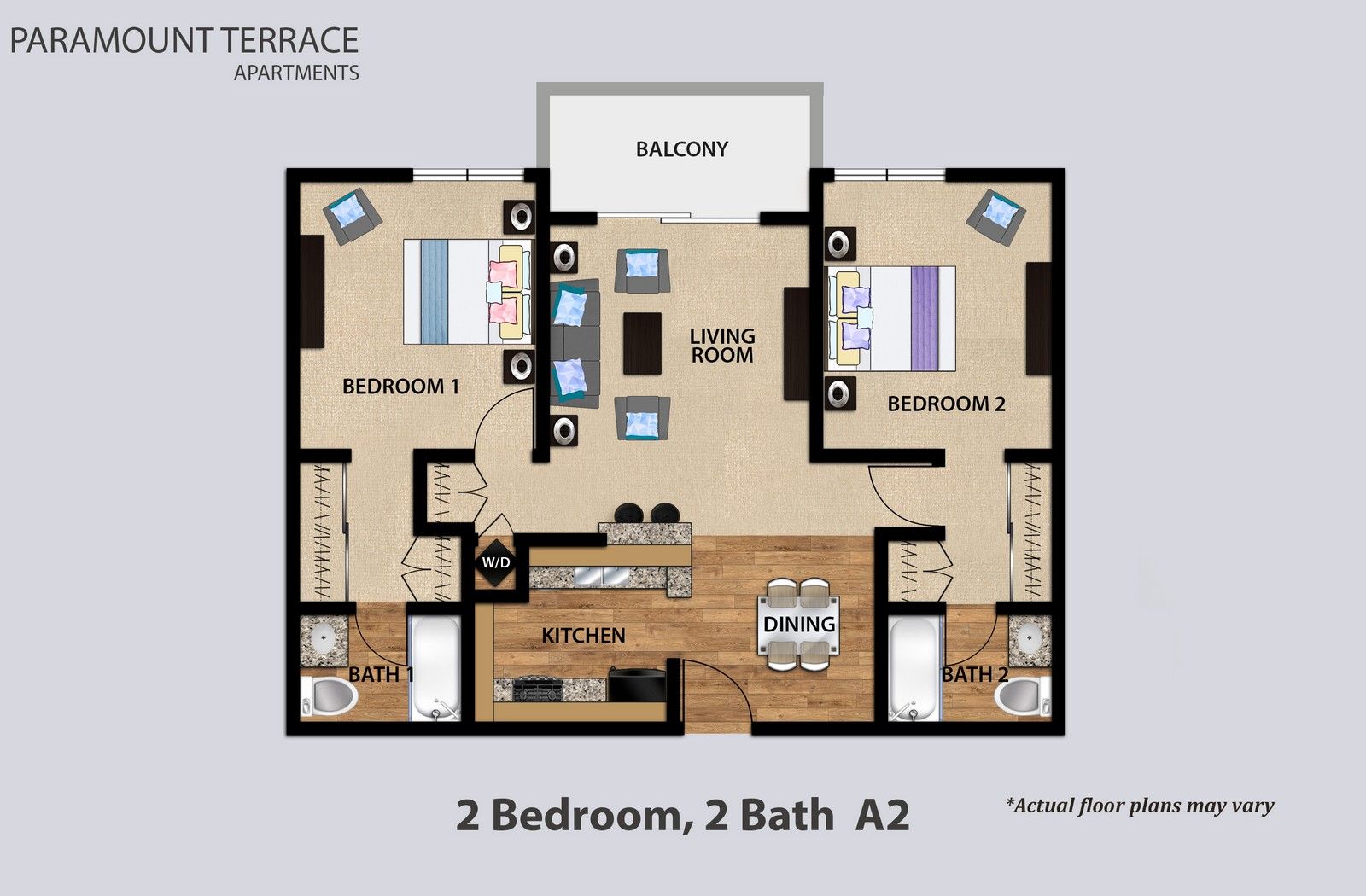 2 Bedroom 2 Bath Floorplan A2