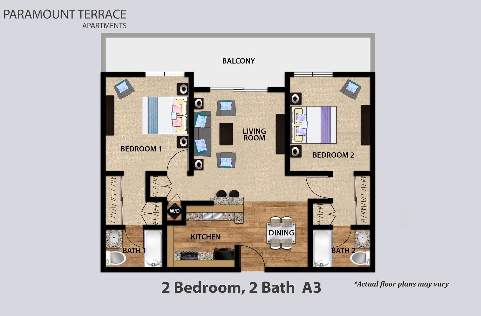 2 Bedroom 2 Bath Floorplan A3